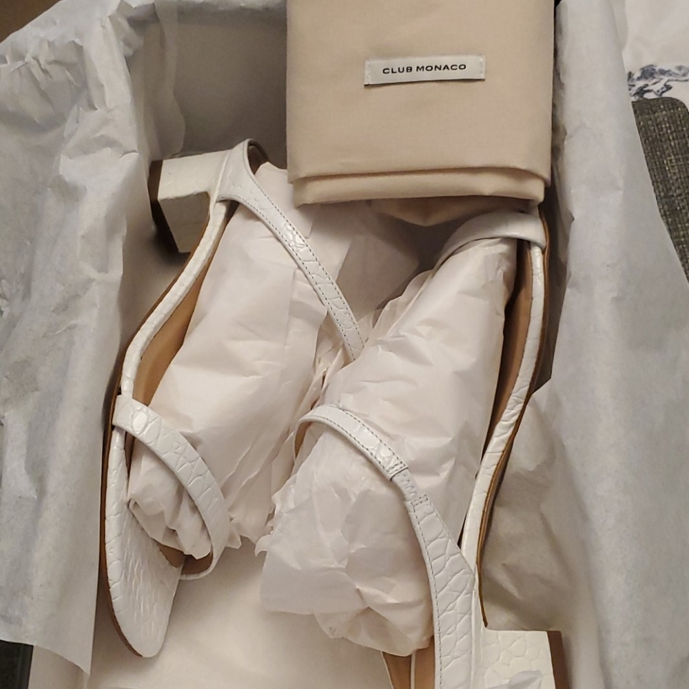 Club Monaco Marnee White Slide Sandals | Size 6 | NIB Women’s Resort Ready Shoes - Picture 6 of 11